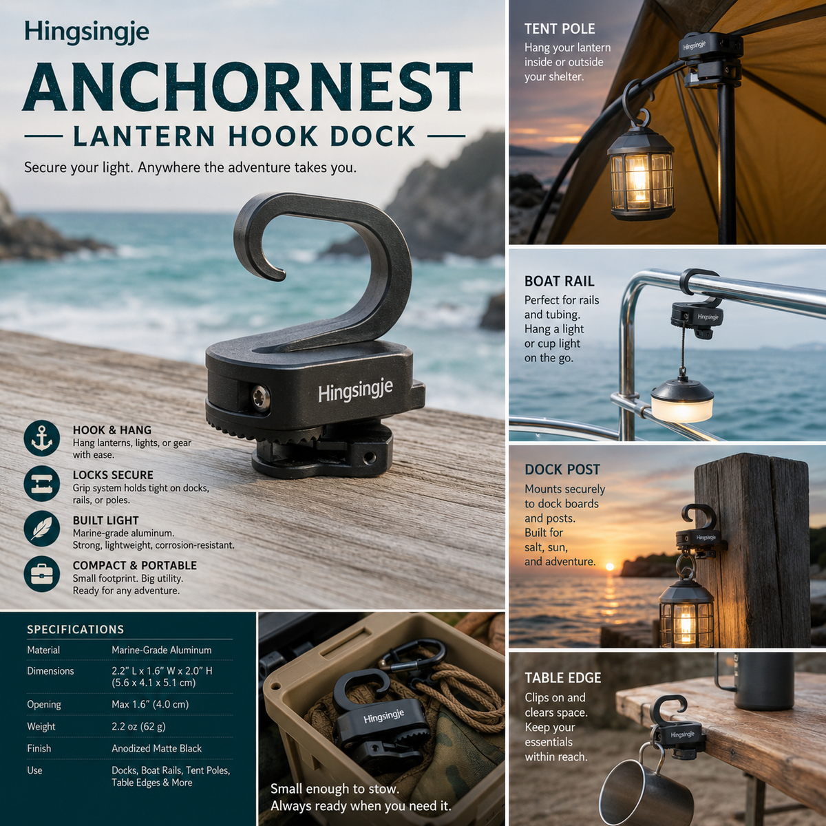 Hingsingje™ AnchorNest Lantern Hook Dock