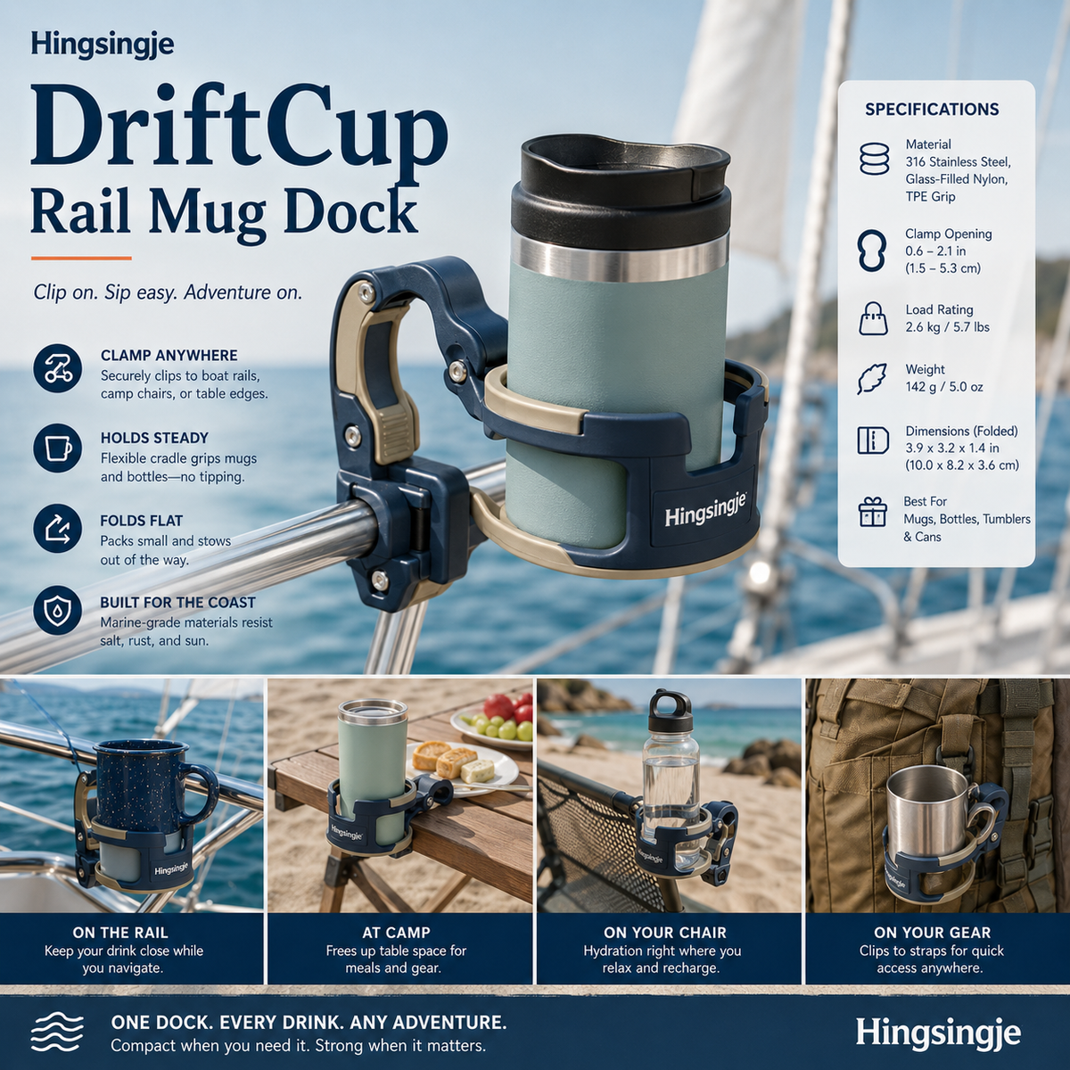 Hingsingje™ DriftCup Rail Mug Dock