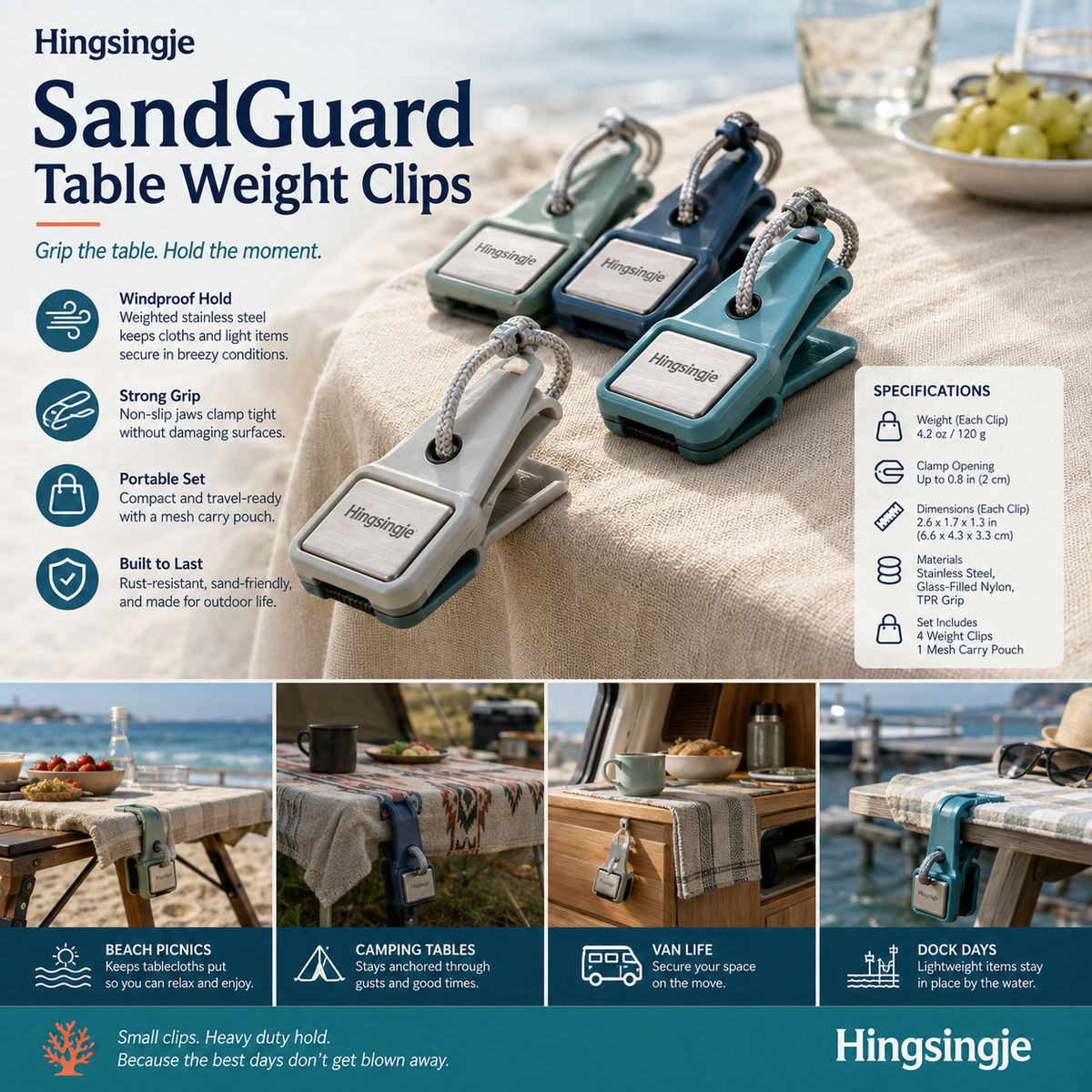 Hingsingje™ SandGuard Outdoor Table Weight Clips