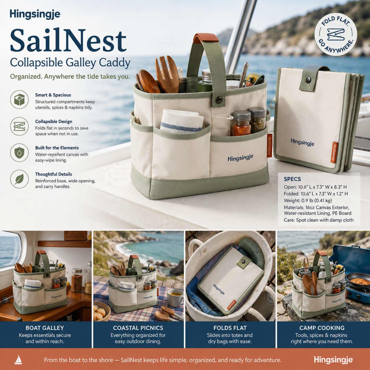 Hingsingje™ SailNest Collapsible Galley Caddy