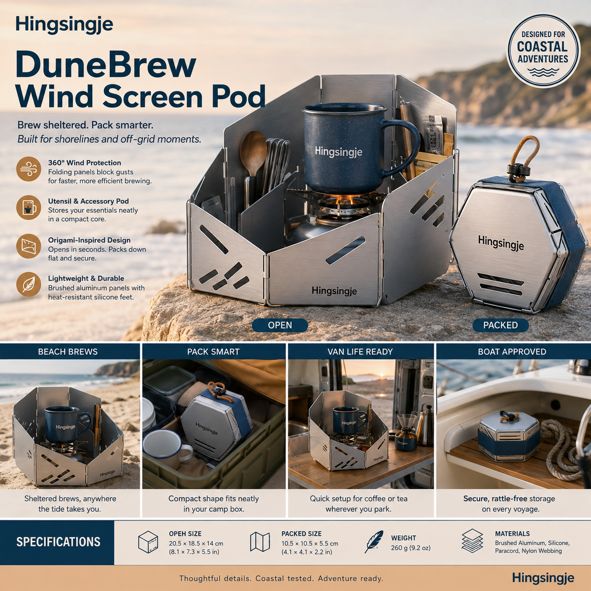 Hingsingje™ DuneBrew Camp Stove Wind Screen Pod
